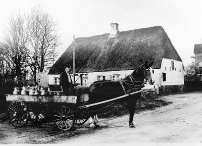 Milchwagen mit Kutscher Broder Asmussen